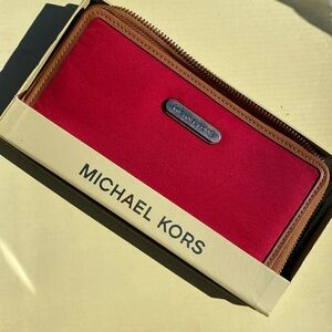 EUC red and brown leather MK Michael Kors Wallet